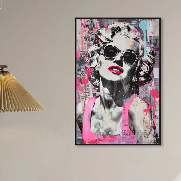 Instinct Style Iconic Star Marilyn Monroe Retro Glam Framed Canvas Wall Decor - Picture 3 of 7
